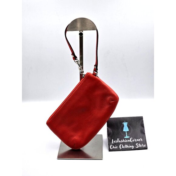 Coach Women's Red Pebble Leather Park Wristlet Clutch Turn Lock Purse 365 - Picture 11 of 13